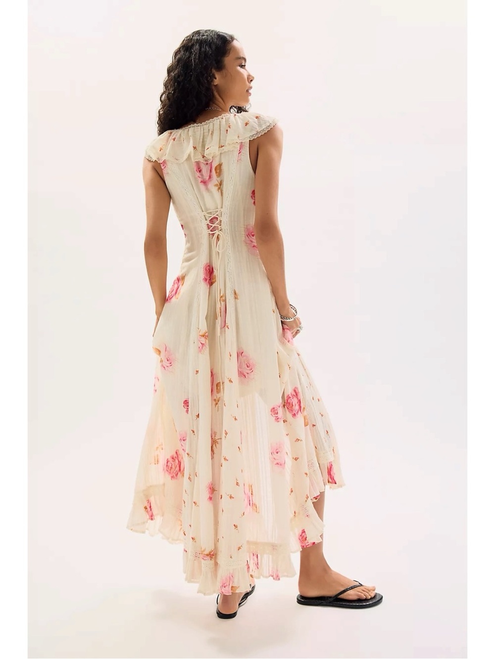 Free People Ethereal Cottage Lace Floral Honeysuckle Dreams Maxi Dress Large NWT - Picture 17 of 17